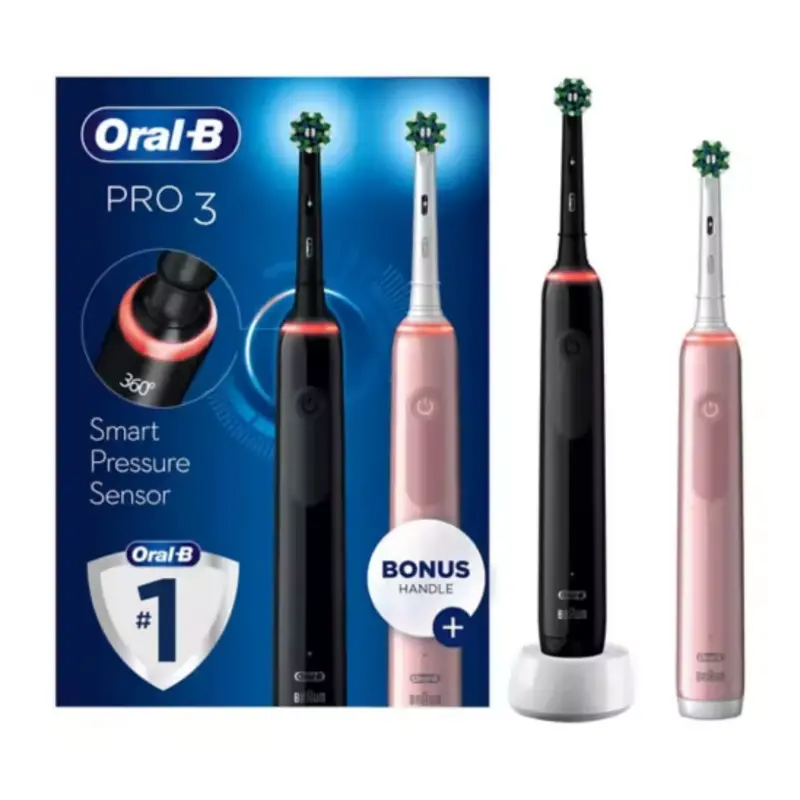 Oral-B Pro 3 - 3900 - Black & Pink Electric Toothbrushes