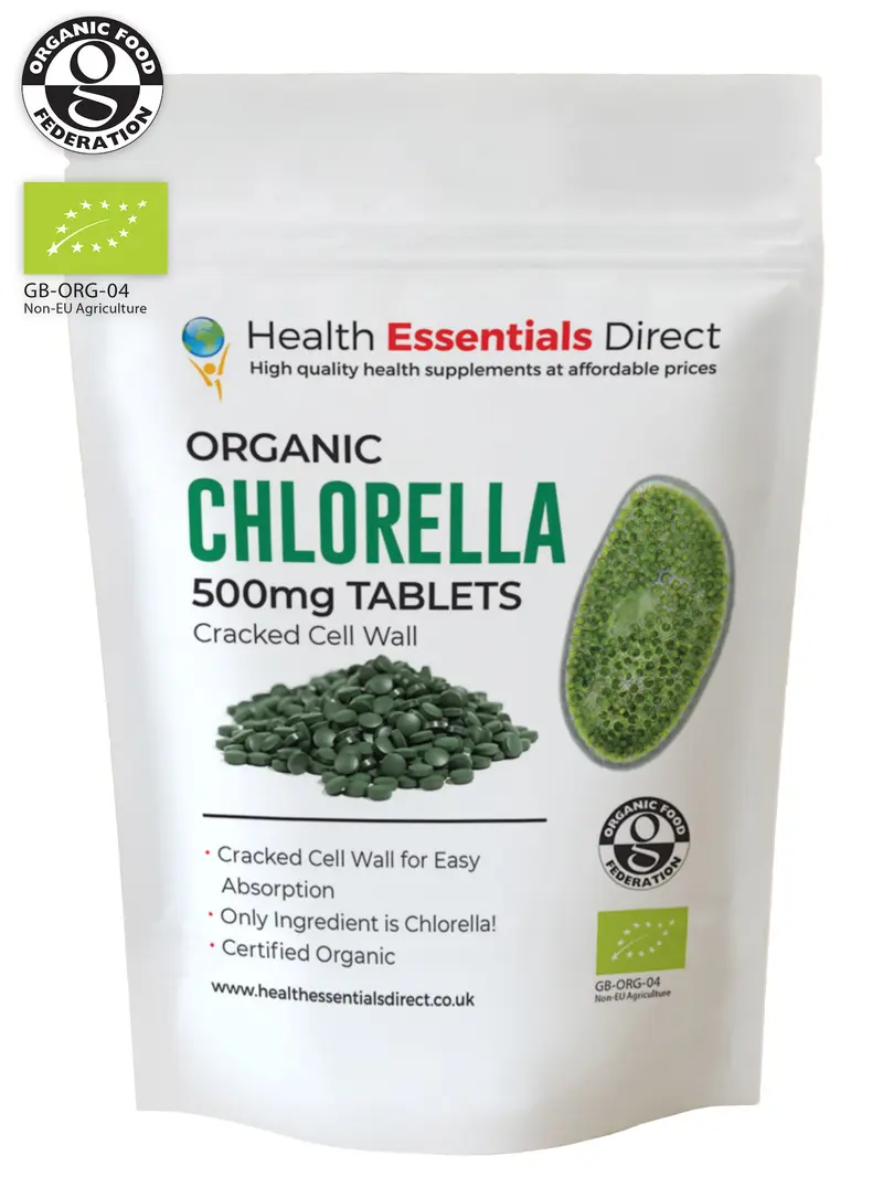 Organic Chlorella Tablets 500mg - Cracked Cell Wall