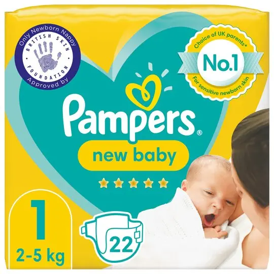 Pampers New Baby Size 1 22 Nappies (N)