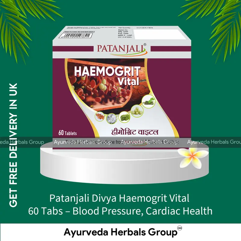 Patanjali Divya Haemogrit Vital 60 Tabs - Blood Pressure, Cardiac Health - Ayurvedic Heart Support | Authentic Ayurveda UK