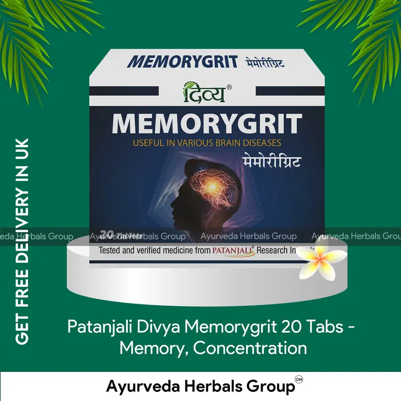 Patanjali Divya Memorygrit 20 Tabs - Memory, Concentration, - Ayurvedic Wellness Support | UK Delivery Available