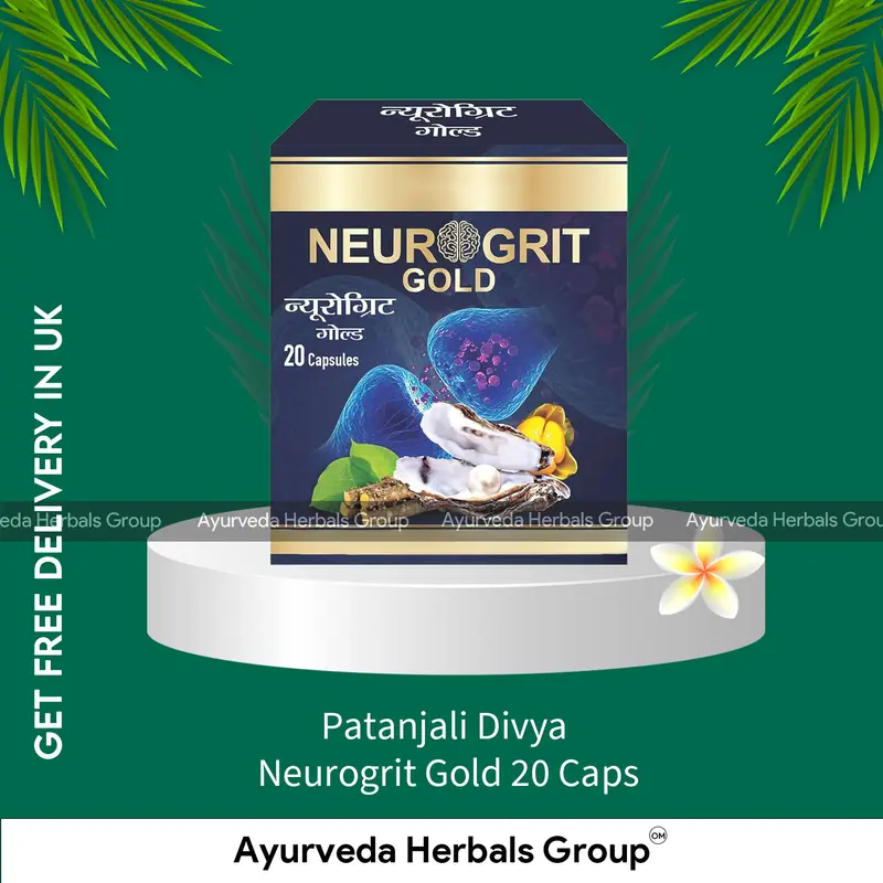 Patanjali Divya Neurogrit Gold 20 Caps - Ayurvedic Wellness Support | Herbal Products UK