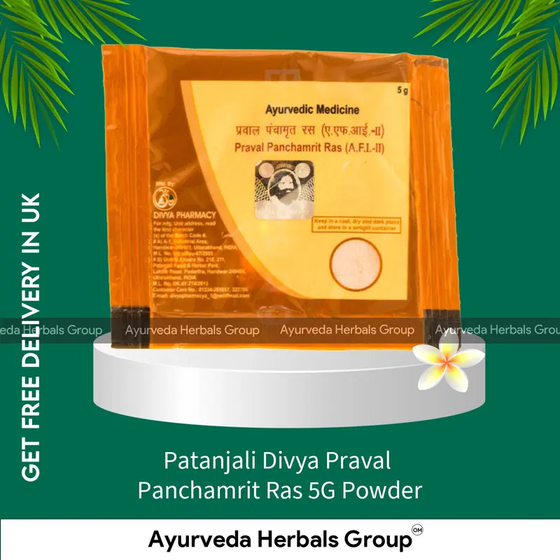 Patanjali Divya Praval Panchamrit Ras 5G Powder - Ayurvedic Wellness Support | Authentic Ayurveda UK