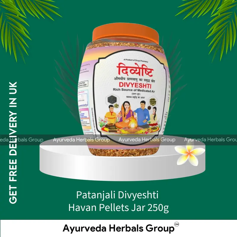 Patanjali Divyeshti Havan Pellets Jar 250g - Pooja Incense Sticks | Order Online in the UK