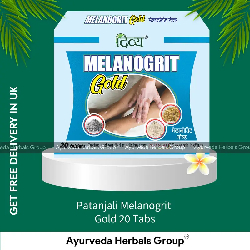 Patanjali Melanogrit Gold 20 Tabs - Ayurvedic Wellness Support | UK Delivery Available