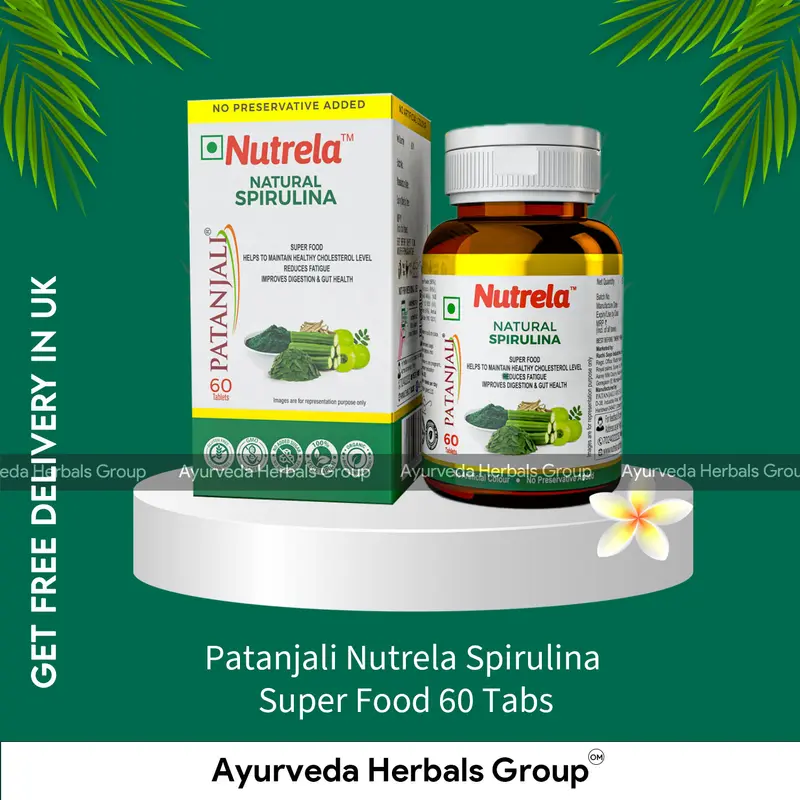Patanjali Nutrela Spirulina Super Food 60 Tabs - Natural Food Product | London Ayurvedic Store
