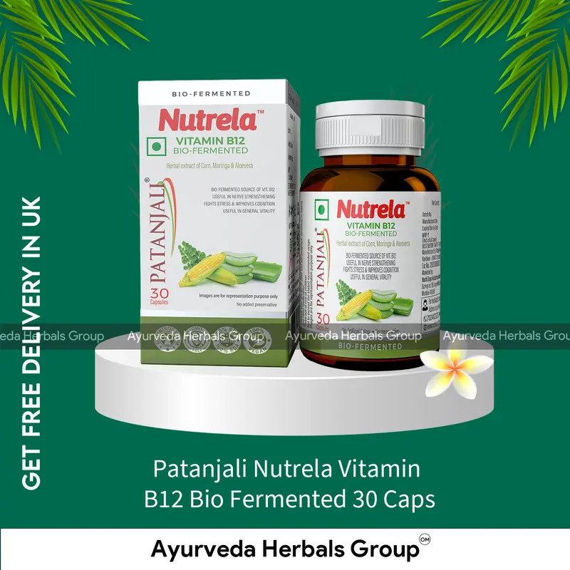 Patanjali Nutrela Vitamin B12 Bio Fermented 30 Caps - Ayurvedic Wellness Support | Order Online in the UK