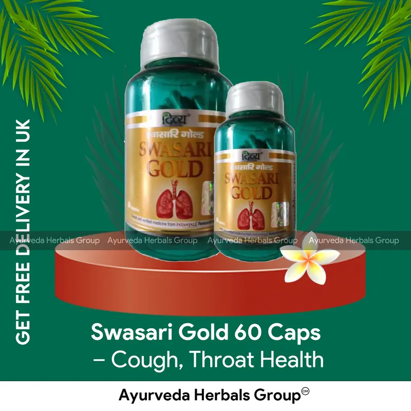 Patanjali Swasari Gold 60 Caps - Ayurvedic Respiratory Support | UK Delivery Available