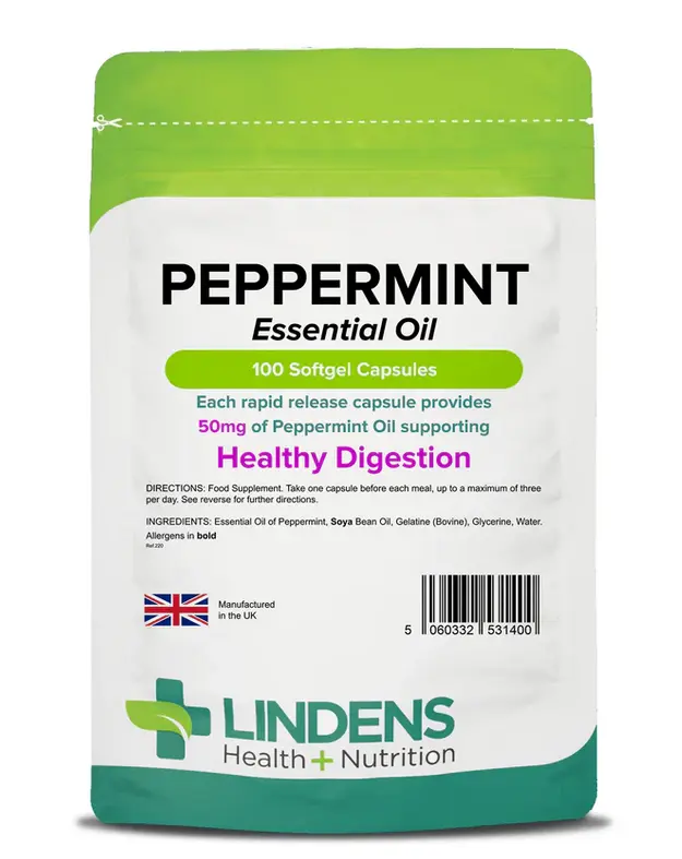 Peppermint Oil 50mg x 100 Capsules Lindens