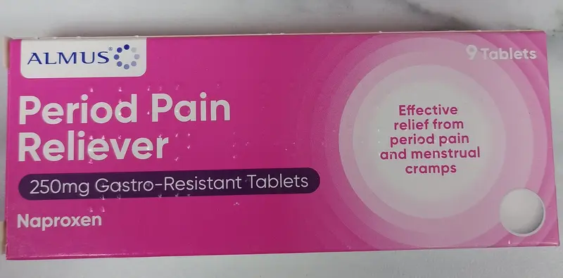 period pain reliever 250mg gastro resistant 9 tablets