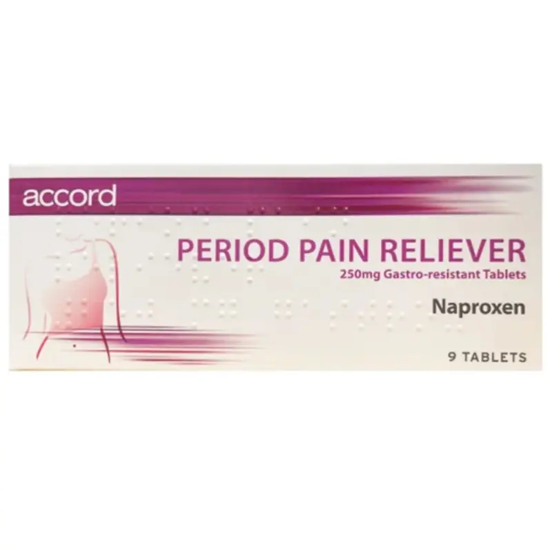Period Pain Reliever - Naproxen 250mg Tablets - pack of 9 (P)