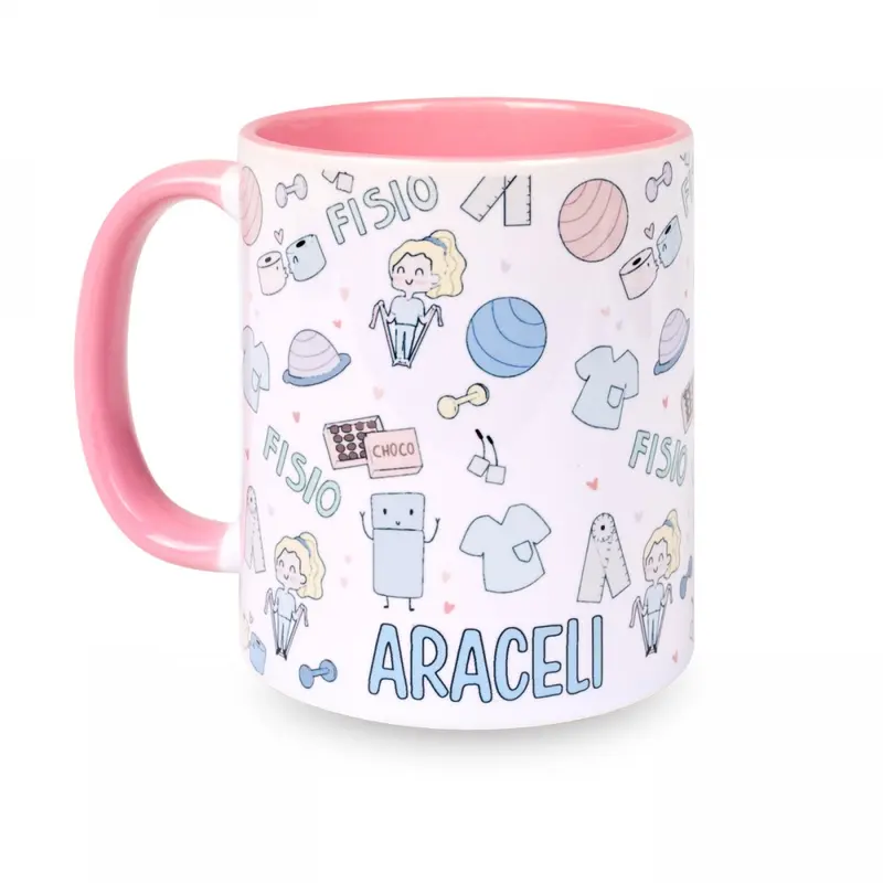 Personalised Custom Name Classic Mug Physio Pastel Colors Pink Ceramic