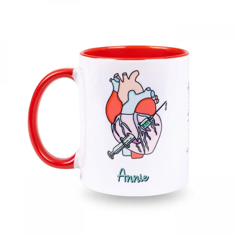 Personalised Custom Name Classic Mug Rebelheart Red Ceramic