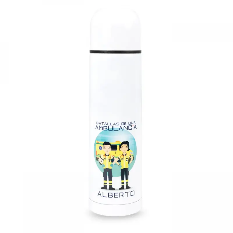 Personalised Custom Name Classic Stainless Steel Thermo Bottle with Cap Batallas de Una Ambulancia 700ml
