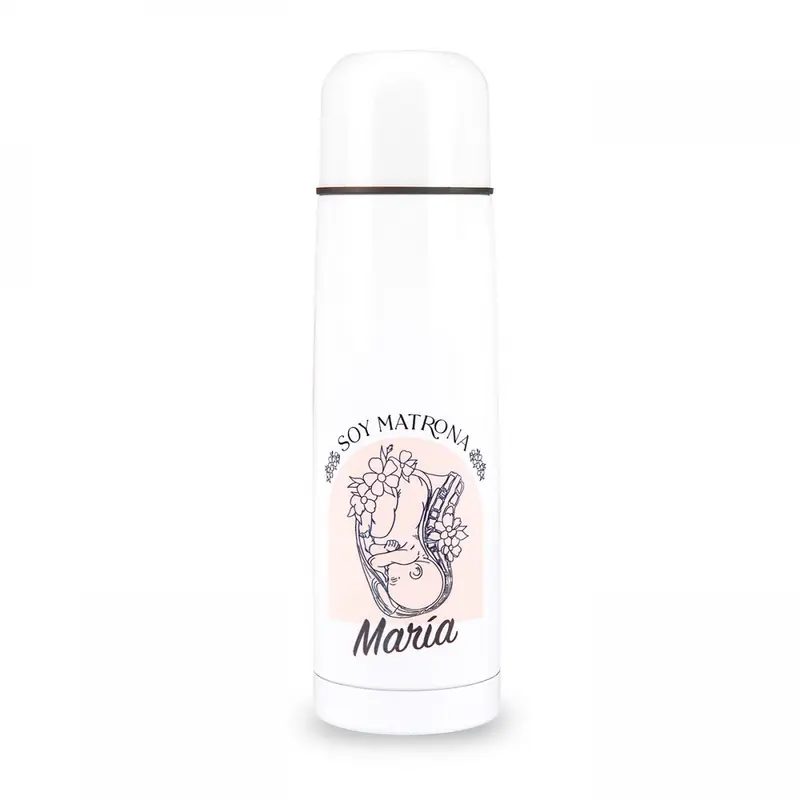 Personalised Custom Name Classic Stainless Steel Thermo Bottle with Cap I'am a Midwife Baby Print 500ml