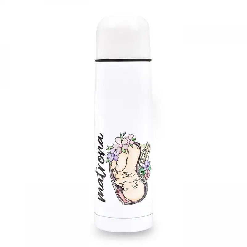Personalised Custom Name Classic Stainless Steel Thermo Bottle with Cap Midwife Life Baby Print 500ml