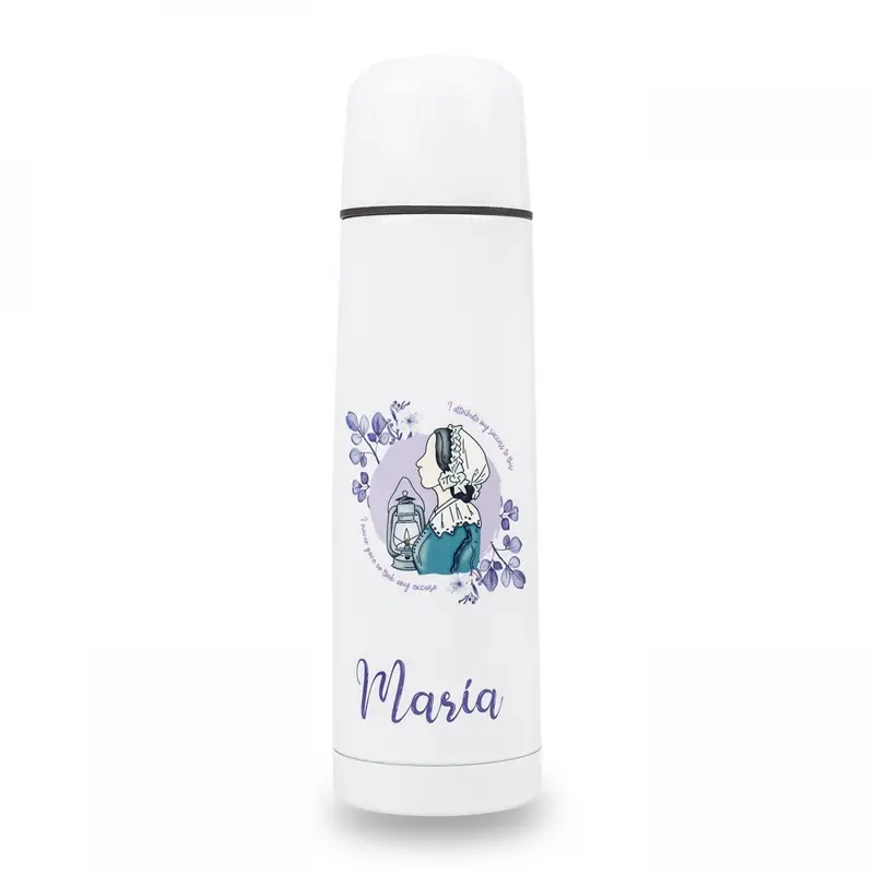 Personalised Custom Name Classic Stainless Steel Thermo Bottle with Cap Nightingale 500ml