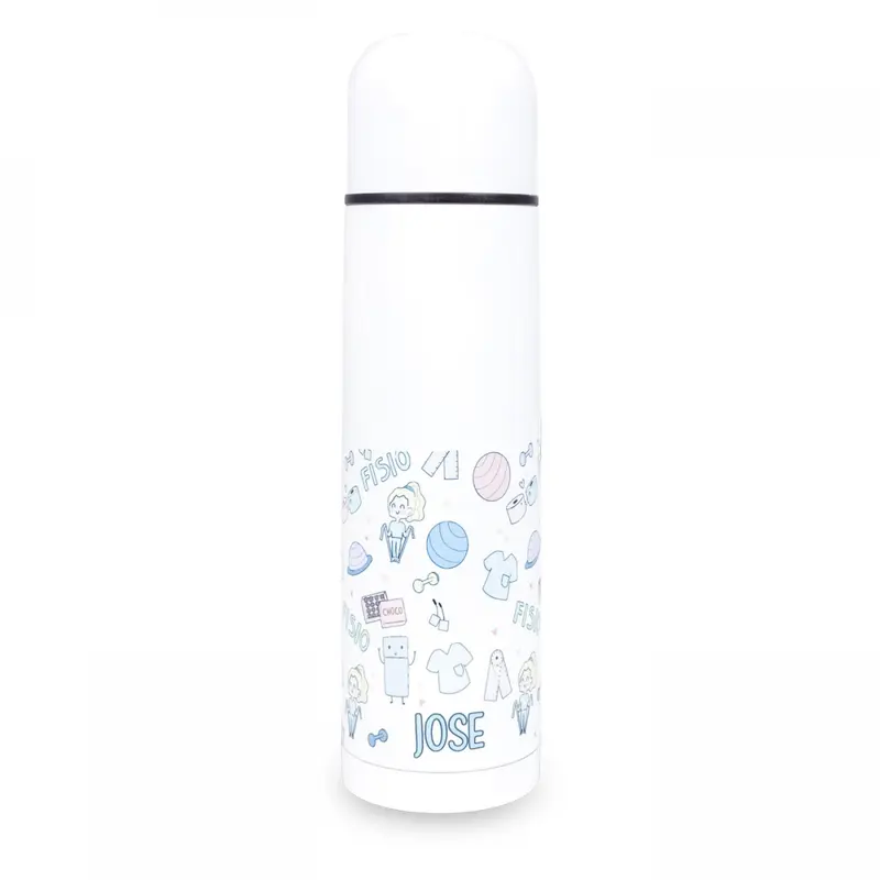 Personalised Custom Name Classic Stainless Steel Thermo Bottle with Cap Physio Pastel Colors 700ml