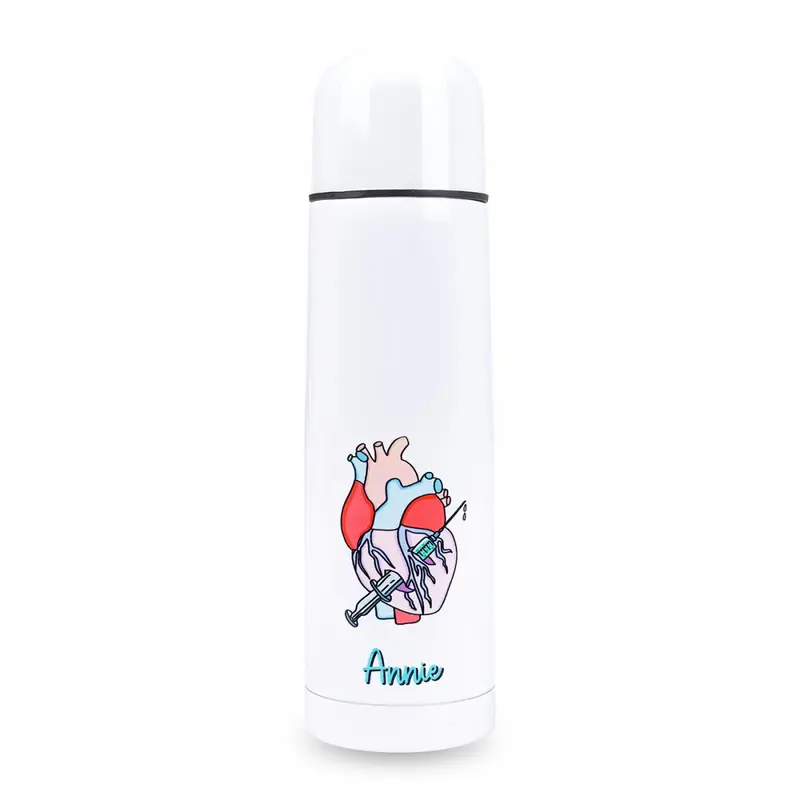 Personalised Custom Name Classic Stainless Steel Thermo Bottle with Cap Rebelheart 700ml