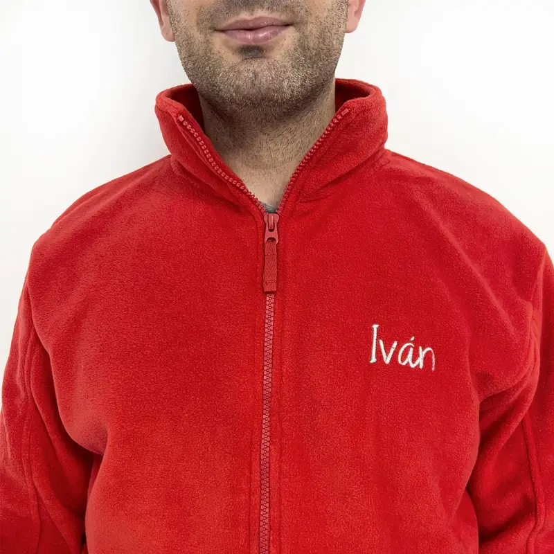 Personalised Custom Name Men Fleece Jacket Red Design 1