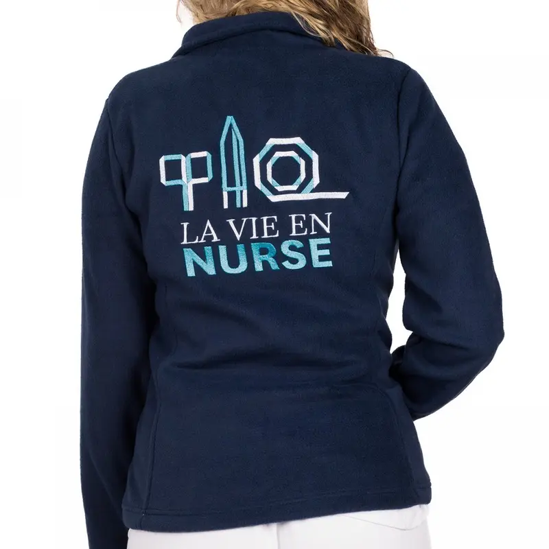 Personalised Custom Name Women Fleece Jacket Navy Blue Design 1