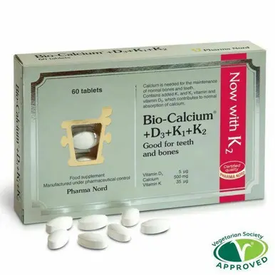 Pharma Nord Bio-Calcium + D3 + K1 + K2 – 500 mg Bone & Teeth Support | Calcium with Vitamins D3, K1 & K2 | Vegetarian Formula