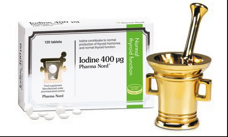 Pharma Nord Iodine 400 µg support thyroid function, metabolism, and cognitive performance.