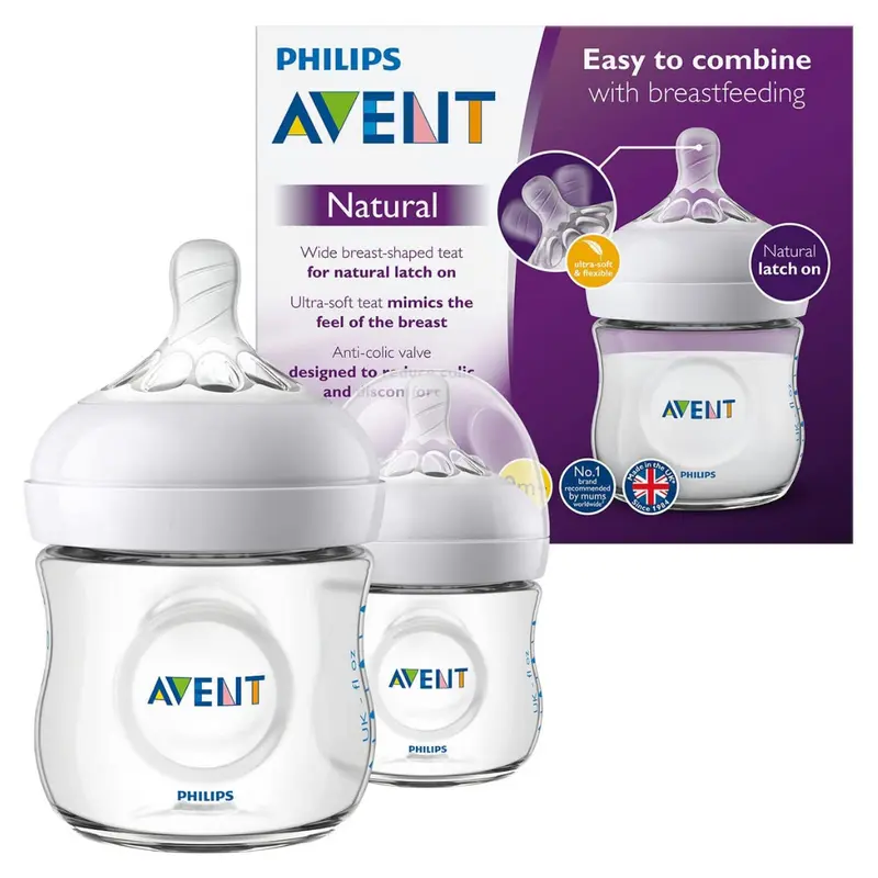 PHILIPS Avent Bottle 2.0 Natural White Transparent Bottle With Nipple Pack Of 2 X 125 ml (A)