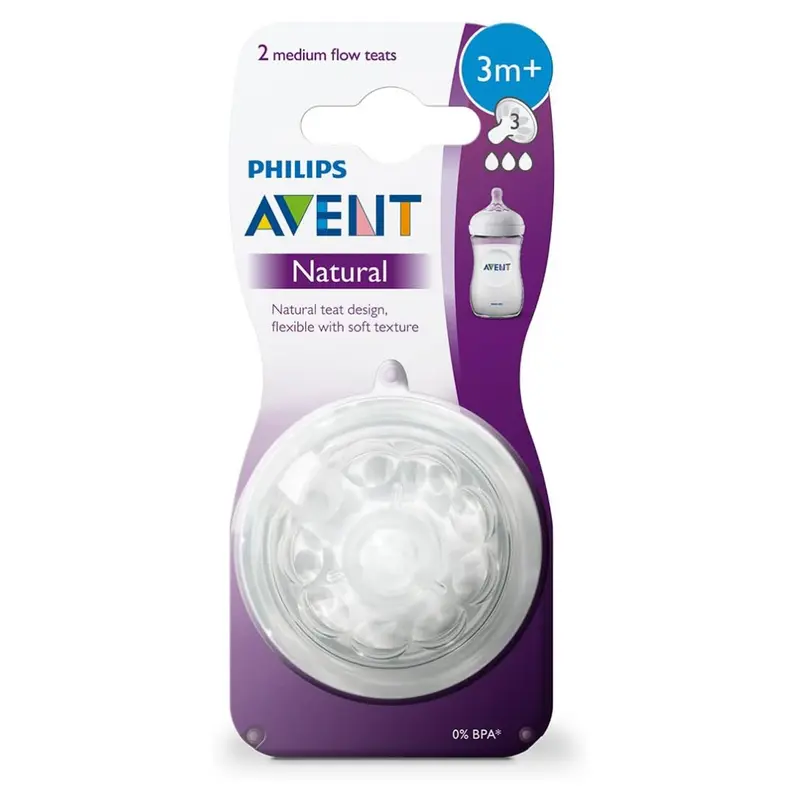 Philips Avent Natural Teat 3 Months+Medium Flow Anti-Colic Pack of 2 (A)
