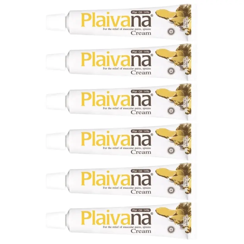 Plaivana - Cream Thai Herbal Plai Oil Natural Relieve Body Aches Rub 35g. (Pack of 6) - Made in Thailand