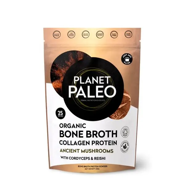 Planet Paleo Organic Bone Broth Collagen Protein - Ancient Mushroom 225g