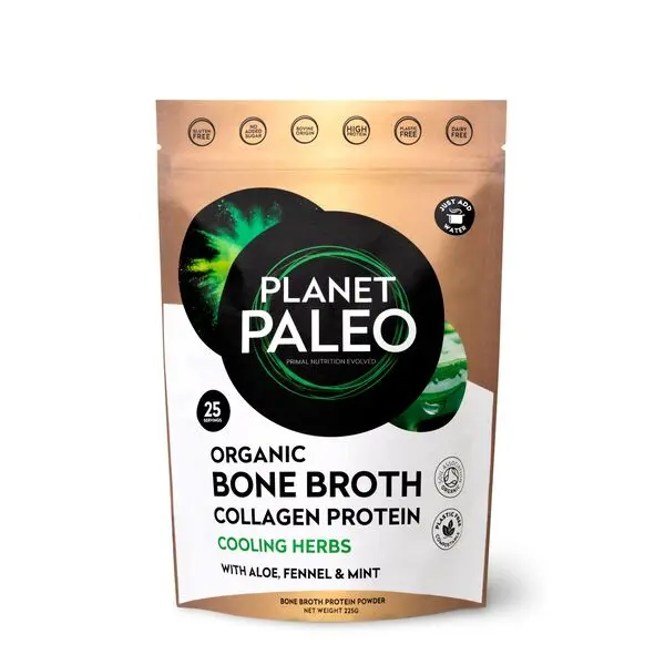 Planet Paleo Organic Bone Broth Collagen Protein - Cooling Herbs 225g