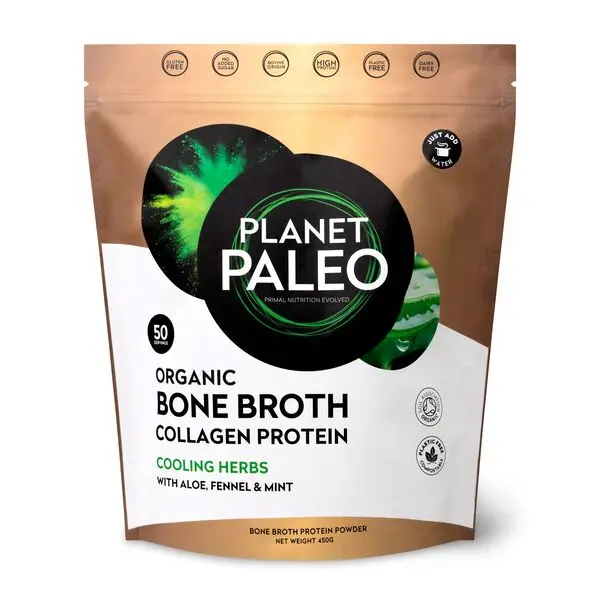 Planet Paleo Organic Bone Broth Collagen Protein - Cooling Herbs 450g