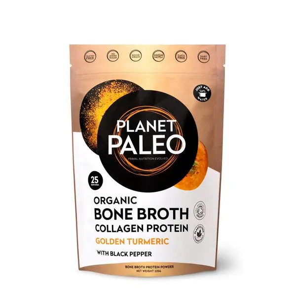 Planet Paleo Organic Bone Broth Collagen Protein - Golden Turmeric 225g