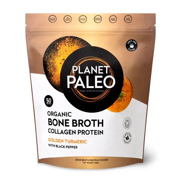 Planet Paleo Organic Bone Broth Collagen Protein - Golden Turmeric 450g
