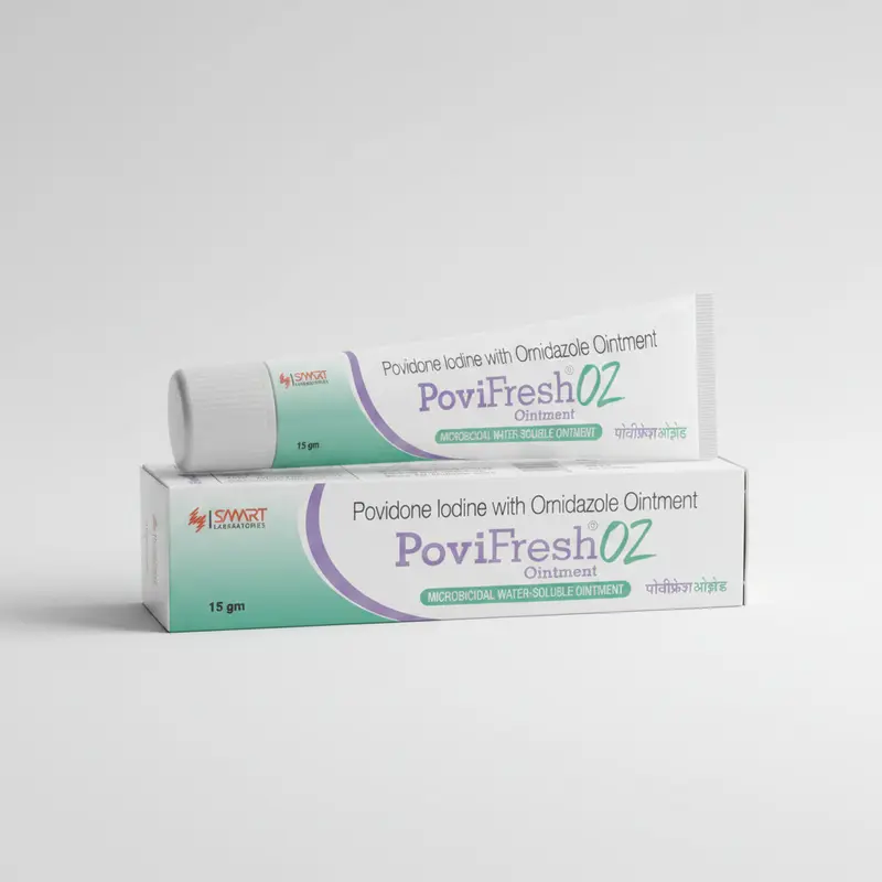 Povifresh OZ Antiseptic & Antimicrobial Wound Ointment | Povidone Iodine + Ornidazole | 15g