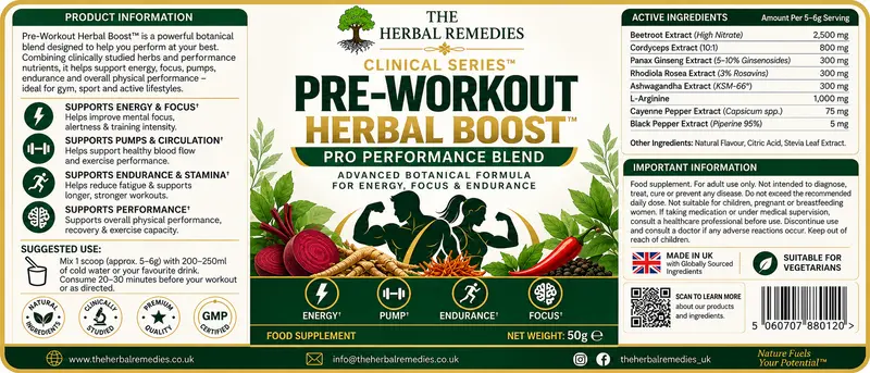 Pre-Workout Herbal Boost - Pro Performance Blend 50g