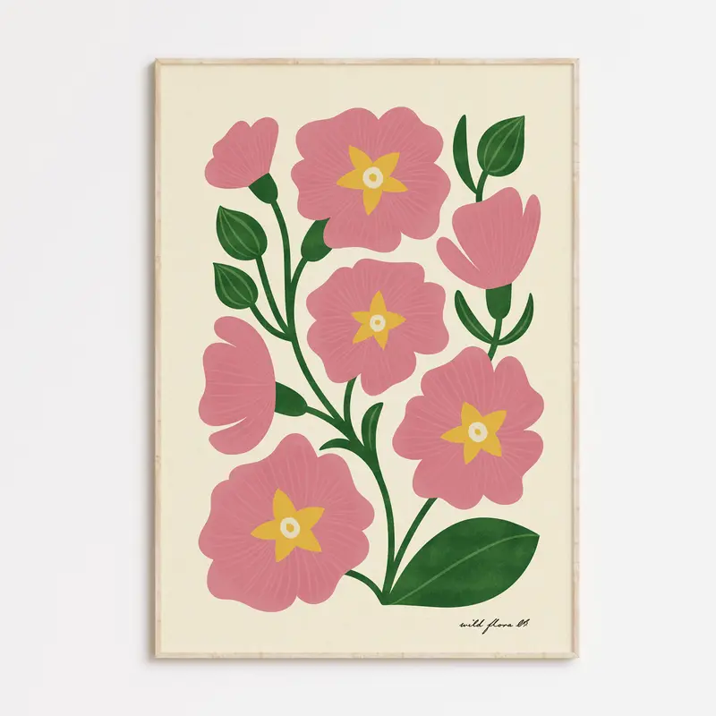 Primrose | Modern-Retro Wildflower Art Print | Wall Decor