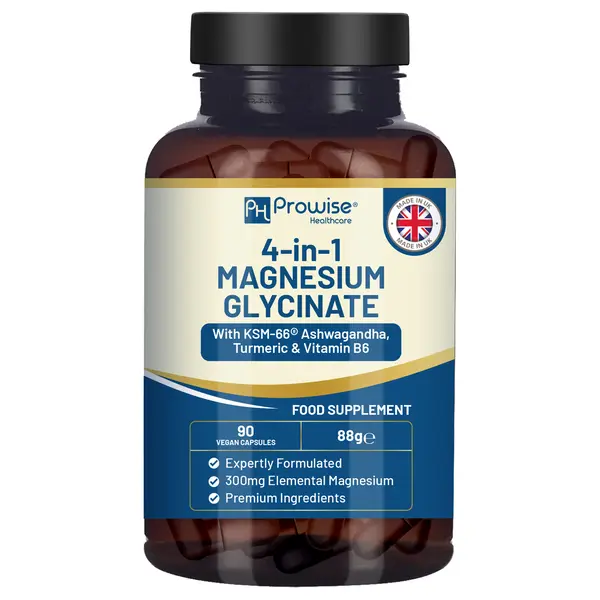 Prowise 4-in-1 Magnesium Glycinate added with KSM-66 Ashwagandha, Turmeric and Vitamin B6