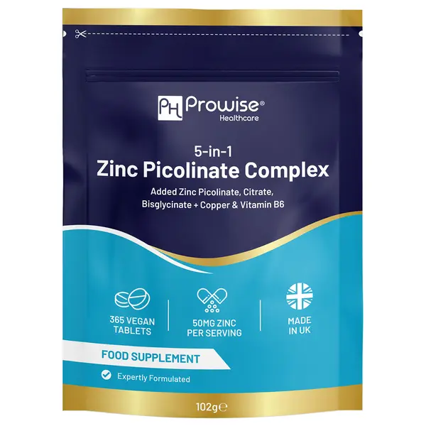 Prowise 5-in-1 Zinc Picolinate Complex 50 mg | 365 Vegan Tablets