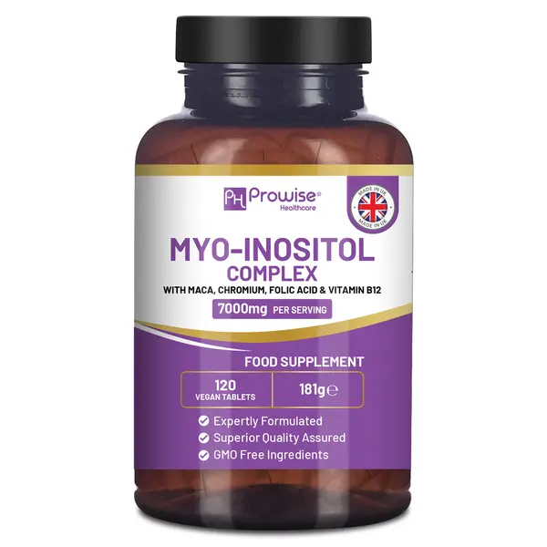 Prowise Myo-Inositol Complex 120 Vegan Tabs 7000mg with Black Maca Root, Chromium, Folic Acid, and Vitamin B12