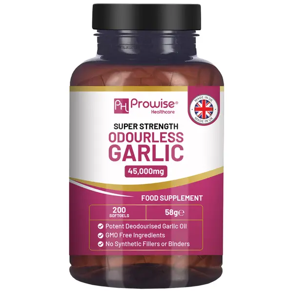 Prowise Premium Odourless Garlic Capsules - High Strength 45,000mg - 200 Softgels