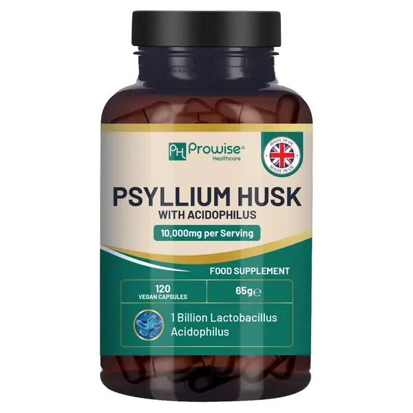 Prowise Psyllium Husk 10000mg with Acidophilus 1 Billion CFU, 120 Vegan Capsules