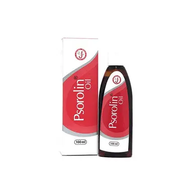Psorolin Oil by Dr. JRK for psoriasis-prone, scaly, itchy, and inflamed skin.