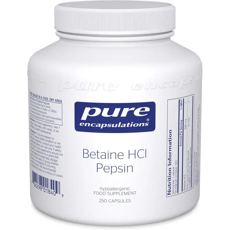 Pure Encapsulations Betaine HCl Pepsin 250 Capsules