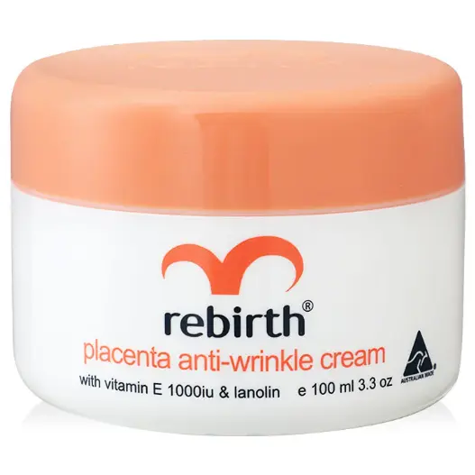 Rebirth - Placenta Anti-Wrinkle Cream With Vitamin E 1000iu & Lanolin 100ml.