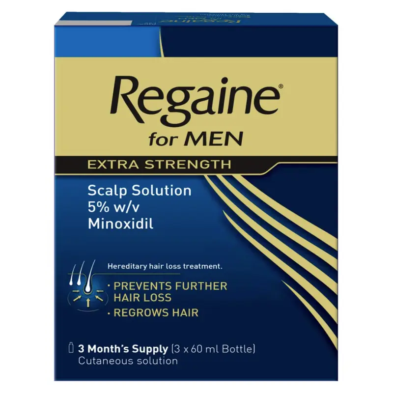 Regaine For Men Extra Strength Scalp Solution 5% w/v Minoxidil - 3 x 73ml