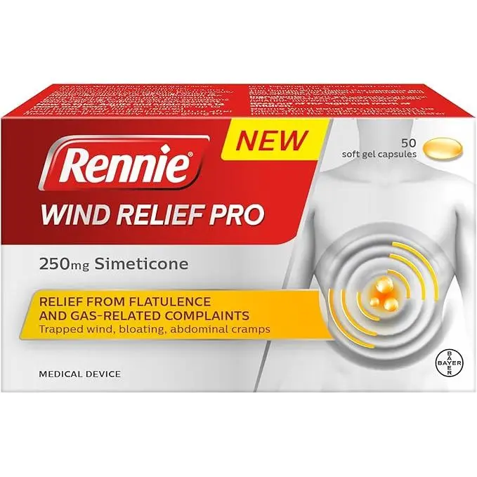 Rennie Wind Relief Pro 250mg Soft Gel Capsules - Pack of 50