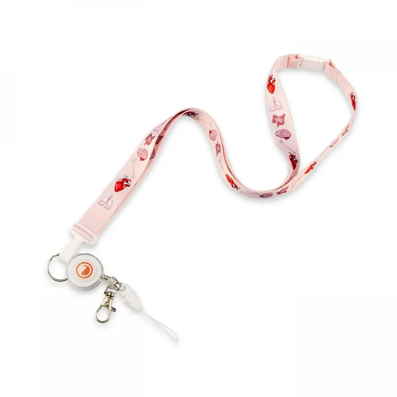 Retractable Lanyard with Carabiner & Safety Clip for ID Card, Scissors, Tweezers, Keys - Organs