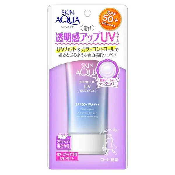 Rohto Skin Aqua Tone Up UV Essence Sunscreen SPF50+ PA++++ - Lavender
